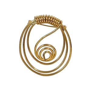 Vintage Gold Spiral Brooch, Mid Century Modernist Wire Swirl Pin